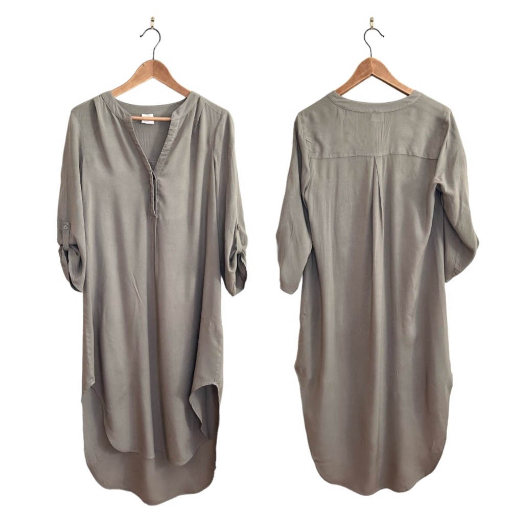 Cupio Sage Green High Low Shirt Dress Beach Dress